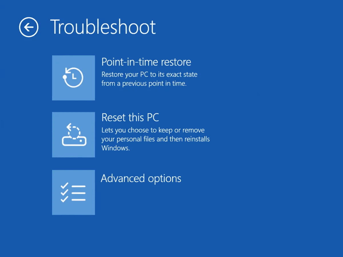 Windows 11 estrena el Point-in-time restore con archivos locales incluidos